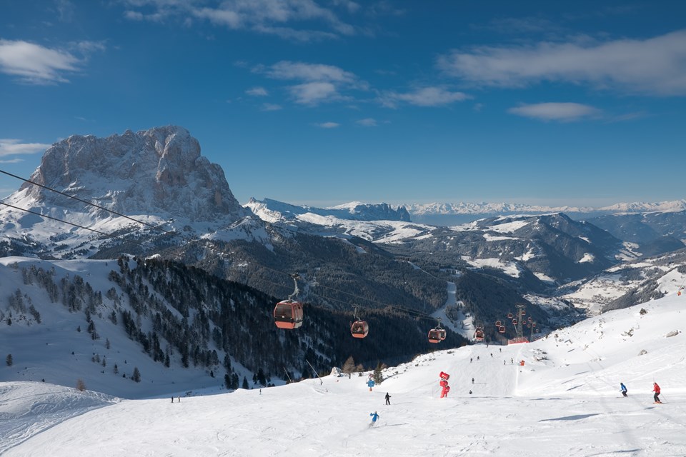 Wolkenstein Val Gardena ski area in Bolzano