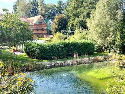 Naturhotel - Sächsische Schweiz - Naturteich 200m² mit Sonnenterrassen und Verweilinseln - BIO-NATURIDYLL WIESENGRUND