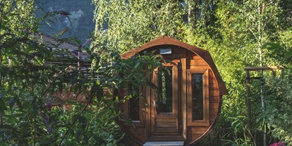Naturhotel - Aktivurlaub möglich - Steinegg, Gemeinde Karneid - Fasssauna und idyllischer Garten - Vegan Hotel LA VIMEA