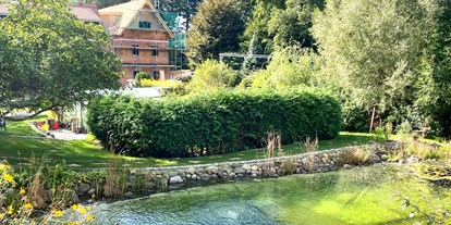 Naturhotel - Bio-Küche: Rohkost möglich - Sächsische Schweiz - Naturteich 200m² mit Sonnenterrassen und Verweilinseln - BIO-NATURIDYLL WIESENGRUND