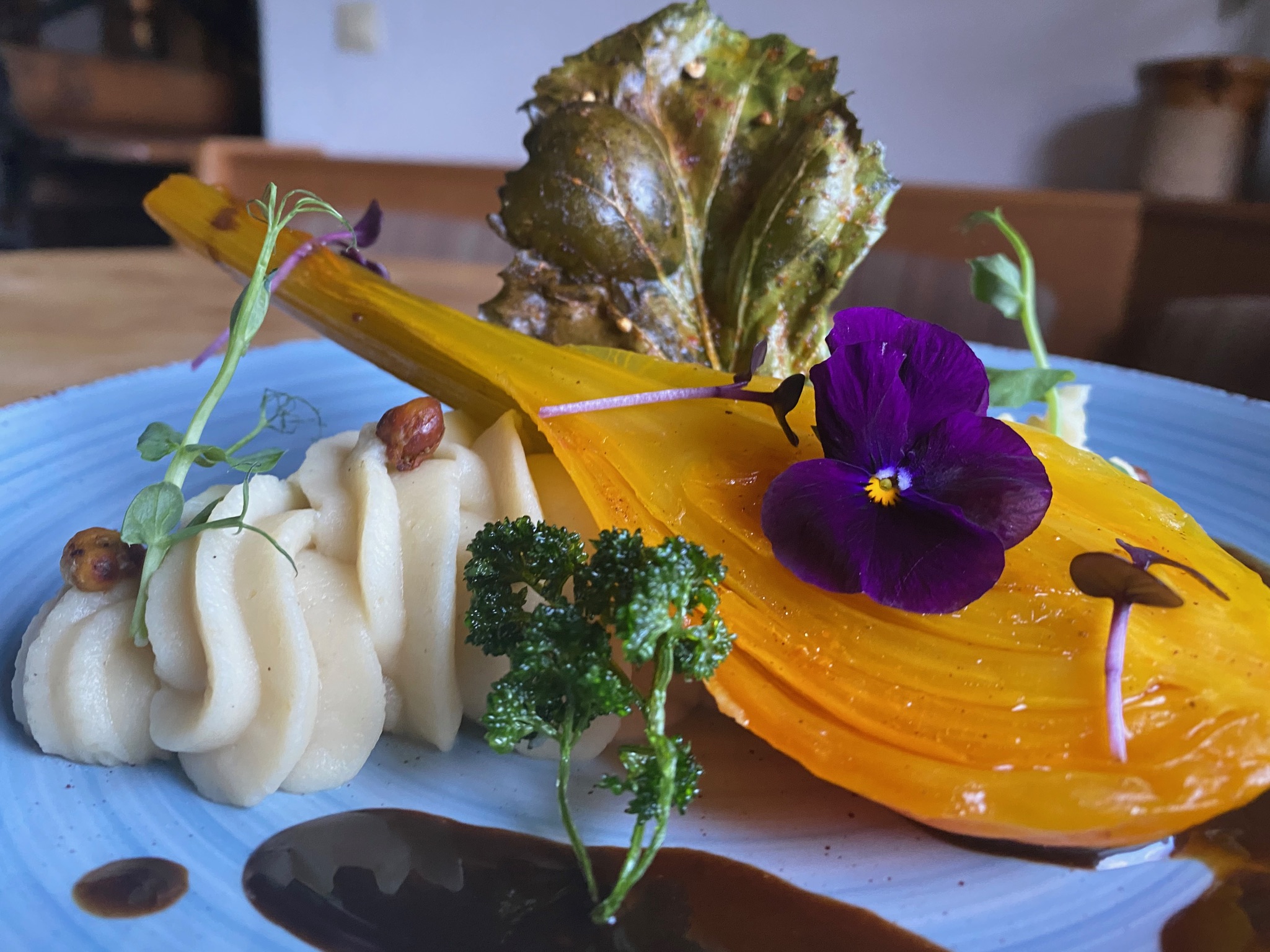 Biohotel - Fenchel in Safran auf Blumenkohl-Puree - TamanGa Lebensgarten