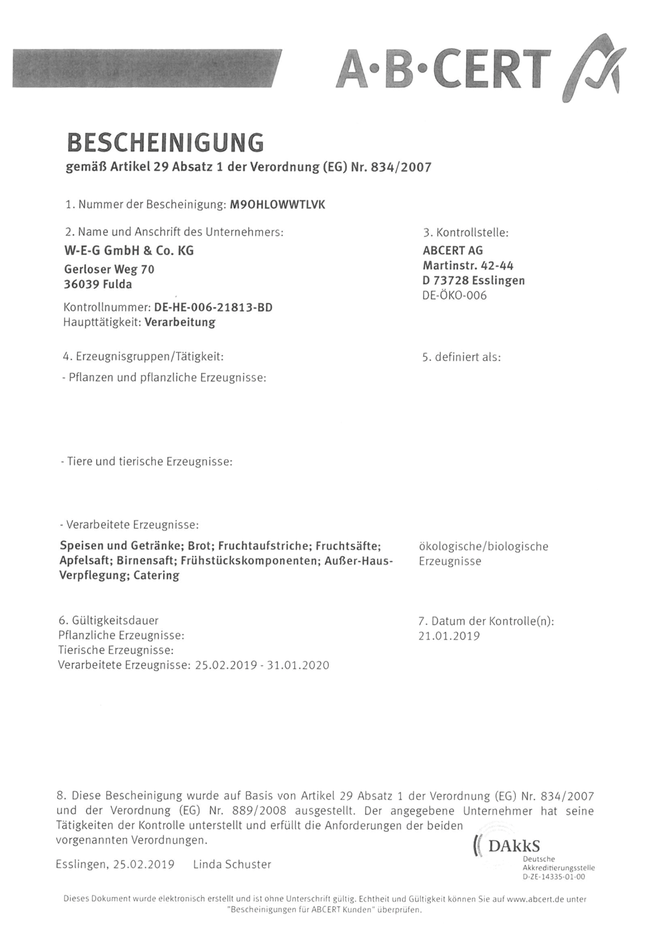 LindenGut - das Bio-Gästehaus Nachweise Zertifikate Bio Zertifikat 2