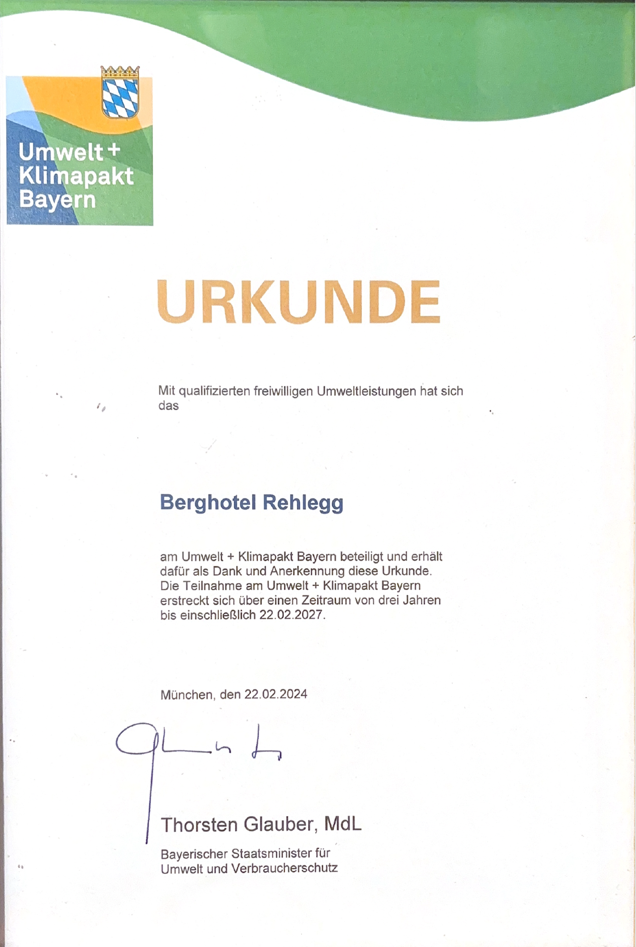 Berghotel Rehlegg Nachweise Zertifikate Umweltleistungen