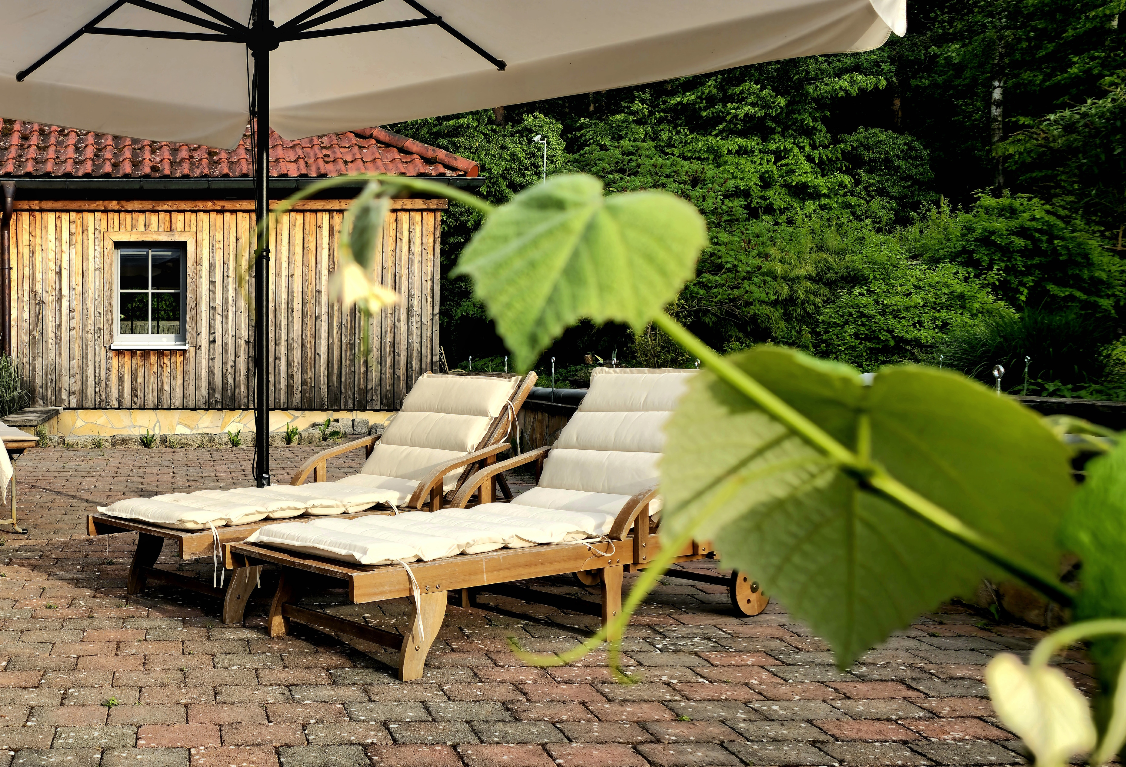 Biohotel: 3 große Terrassen mit mehr als 190m² Fläche zum Sonnen, Grillen und Beisammensein - NaturQuartier am Stadtrand von Nürnberg