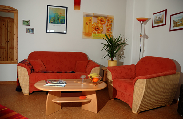 Biohotel: Sitzecke der Ökopension - Pension Villa Weissig