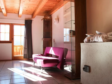 Biohotel: Gästezimmer Morgensonne mit Lehmputzwänden - Katharinas Veganer Naturgasthof