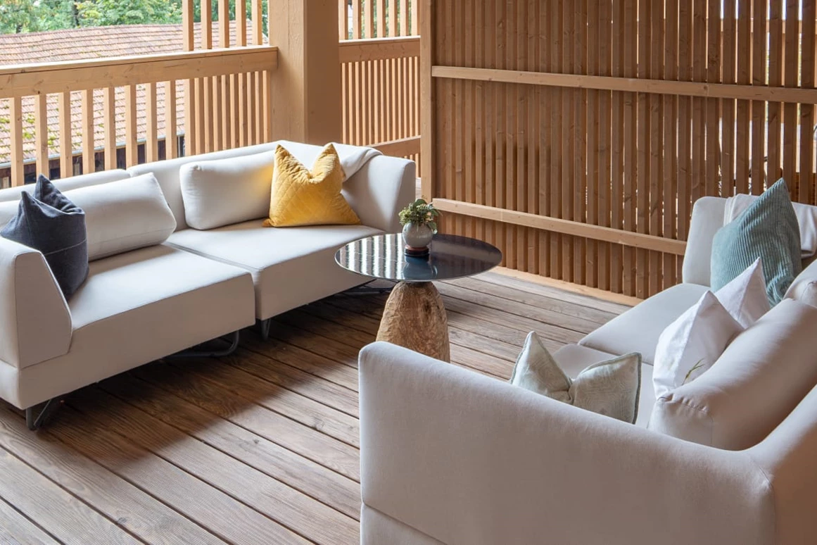 Biohotel: Außen Terasse Spa-Bereich - Biohotel Sonne St. Peter