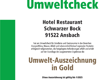 Bio-Boutiquehotel Schwarzer Bock Nachweise Zertifikate DEHOGA UmweltCheck