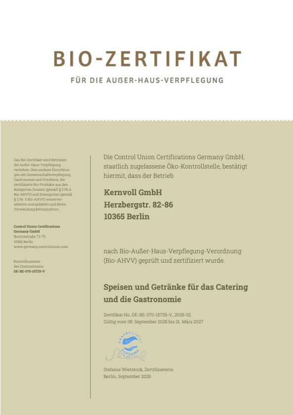 Vegan Resort Evidence certificates Vegan Resort - Organic Certification