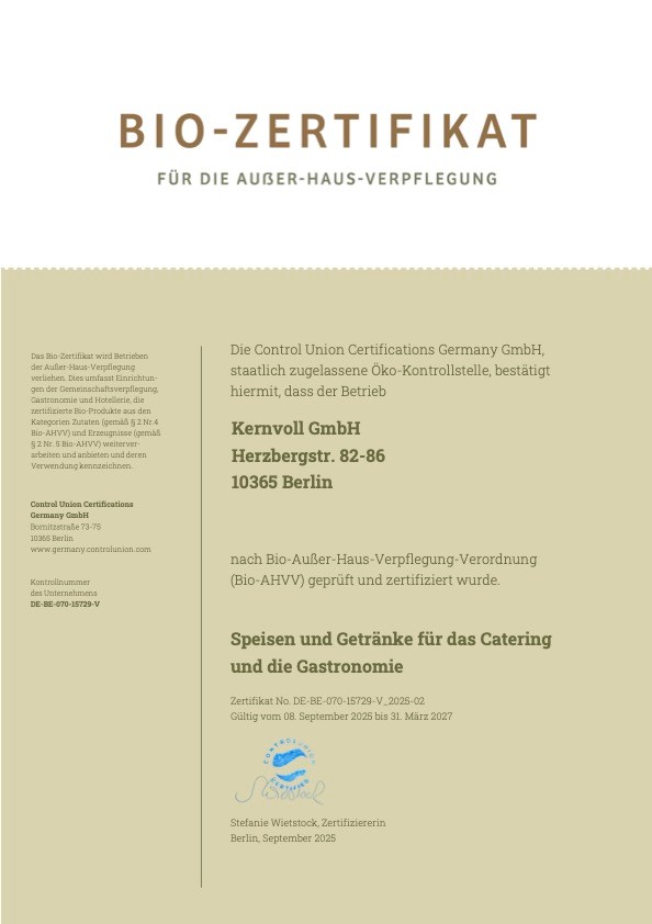 Vegan Resort Evidence certificates Vegan Resort - Organic Certification