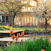 Biohotel - idyllischer Garten mit Teich  - Rosenberg Ayurveda Gesundheits- und Kurzentrum