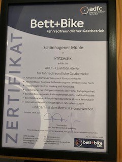 BIO HOTEL Schönhagener Mühle Nachweise Zertifikate Bett & Bike