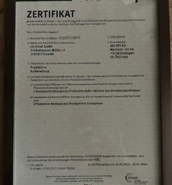 BIOHOTEL Schönhagener Mühle Nachweise Zertifikate ABCert