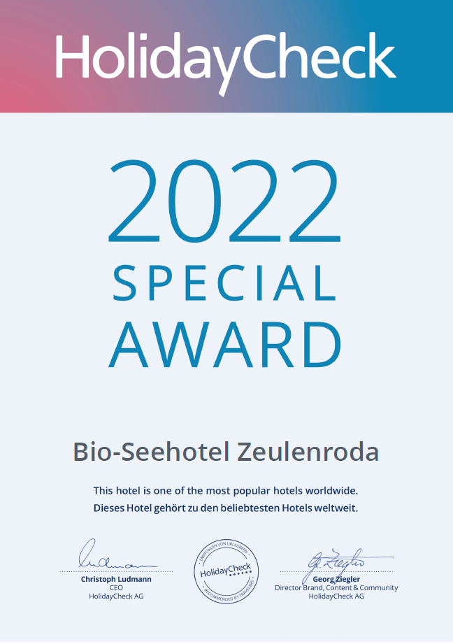 Bio-Seehotel Zeulenroda Evidence certificates 