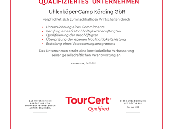 Hotel 11 Eulen / Uhlenköper-Camp Uelzen Nachweise Zertifikate Tourcert